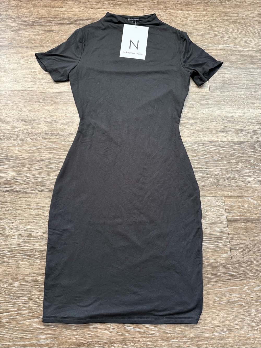 Naked Wardrobe Butter Short Sleeve Mini Dress Black - Picture 2 of 4